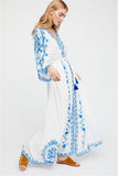 Embroidered Fringe Loose Wide Sleeve Mid-length Dress