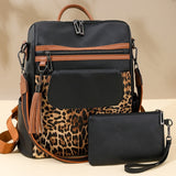 Modischer Rucksack mit großem Fassungsvermögen im Vintage-Stil mit Leopardenmuster