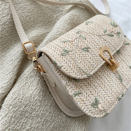 Borsa estiva in paglia intrecciata con personalità alla moda per ragazza