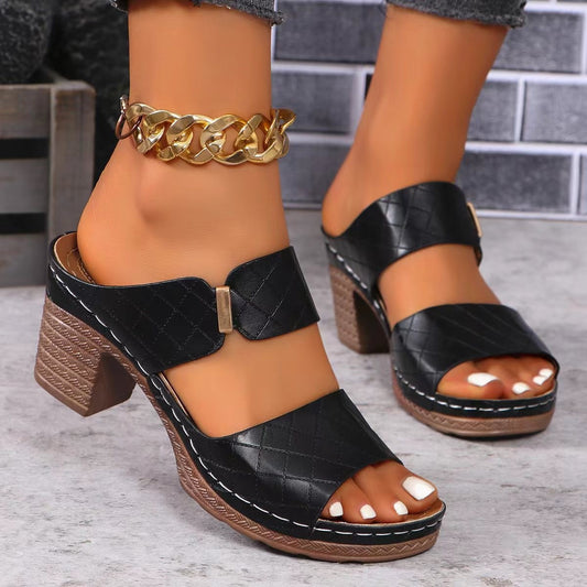 High Heel Hausschuhe Damenmode Runde Zehen Sandalen Sommer