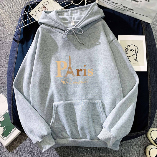 Felpa con cappuccio stampata con lettere, top da coppia femminile