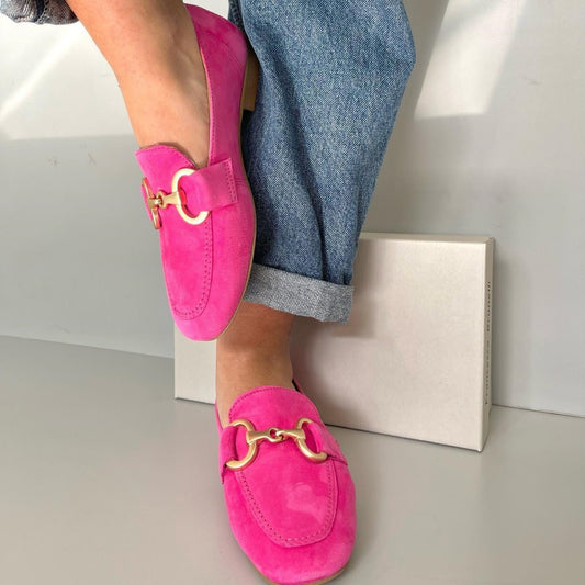 Lässige, flache Loafer in Übergröße mit Metallverschluss und runder Zehenpartie