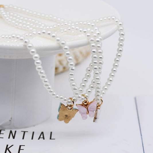 Collana di perle con nodo a fiocco in opale europeo e americano da donna