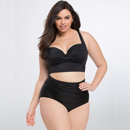 Bedruckter Push-Up-Bikini-Badeanzug für Damen, geteilt, hohe Taille, Übergröße, mehrfarbig