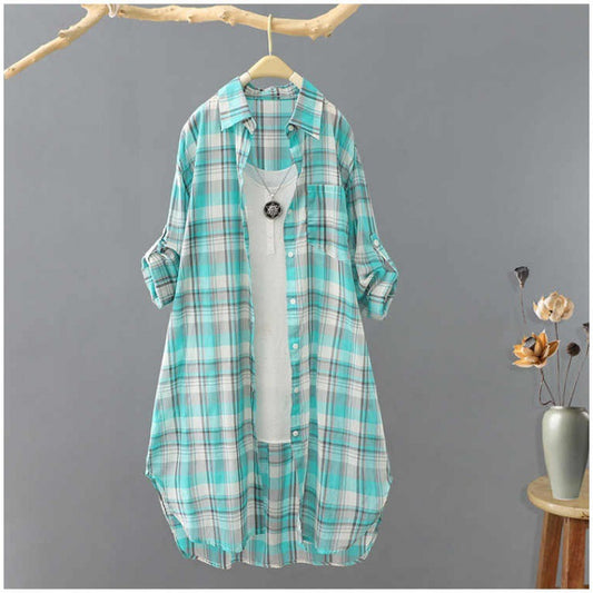 Camicia estiva giapponese con protezione solare da donna, di media lunghezza, ampia